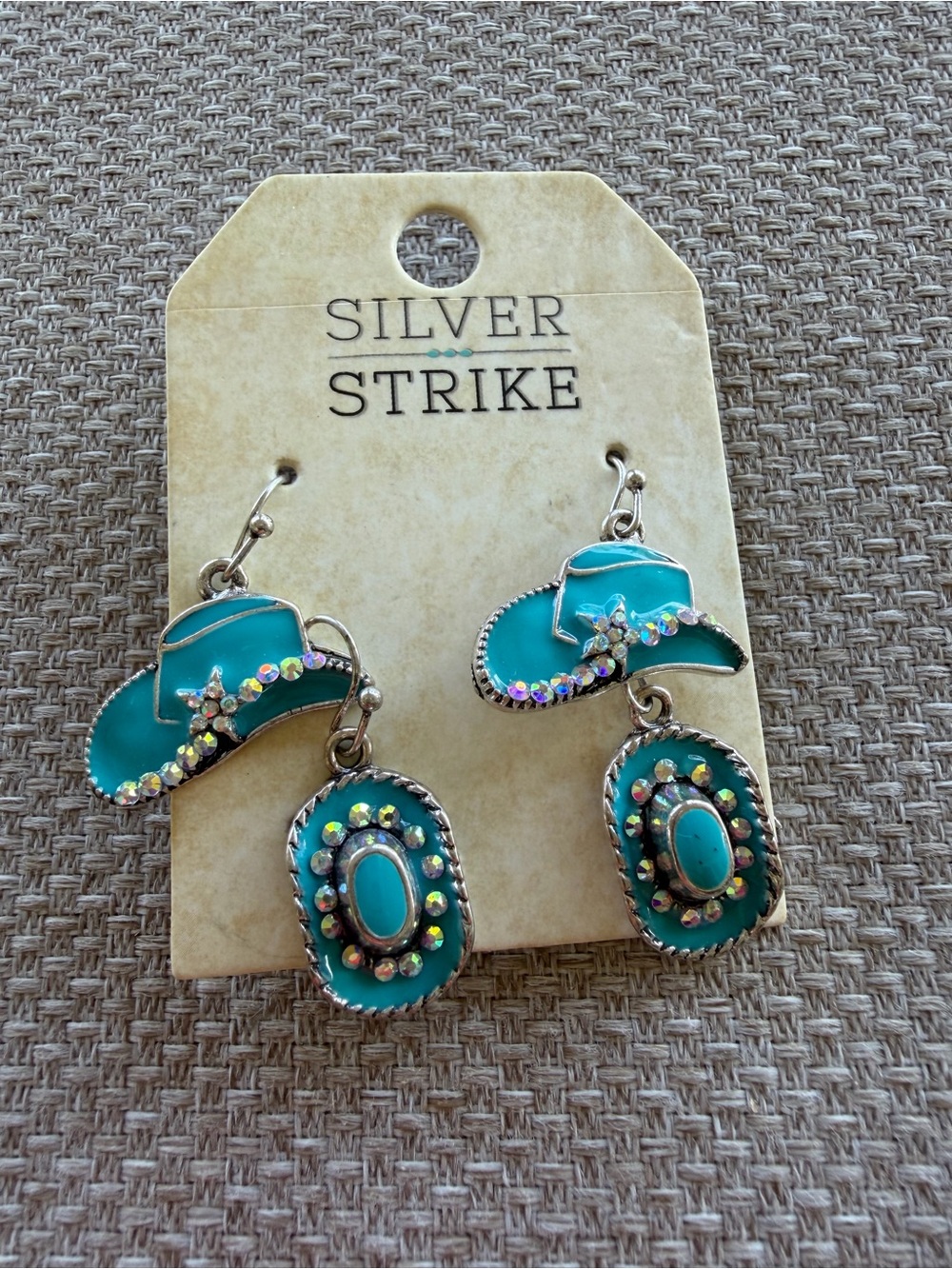 Turquoise Cowboy Hat & Boot Drop Earrings